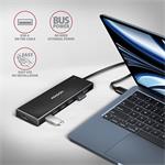 AXAGON HUE-F7A, 7x USB 3.2 Gen 1 ALU FLAT CHARGING hub, napájací konektor micro USB, 1m kábel USB-A