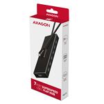 AXAGON HUE-F7C, 7x USB 3.2 Gen 1 ALU FLAT CHARGING hub, napájací konektor micro USB, kábel USB-C 30 cm