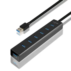 AXAGON HUE-SA7BP 7x USB3.0 Alu Charging húb, čierny