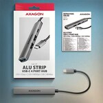 AXAGON HUE-STC, 4x USB ALU STRIP hub, 1x USB-A 5Gbps, 2x USB-A a 1x USB-C 480Mbps, kábel USB-C 12cm