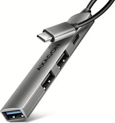 AXAGON HUE-STC, 4x USB ALU STRIP hub, 1x USB-A 5Gbps, 2x USB-A a 1x USB-C 480Mbps, kábel USB-C 12cm