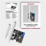 AXAGON PCEU-232RS, radič PCIe, 2+2x port USB 5Gb/s, napájanie SATA, SP a LP