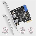 AXAGON PCEU-232VLS, PCIe řadič, 2+2x USB 3.2 Gen 1 port, 5 Gbps