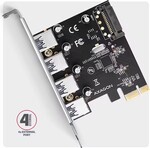 AXAGON PCEU-430RS, radič PCIe 4× ext. USB-A 5 Gb/s port