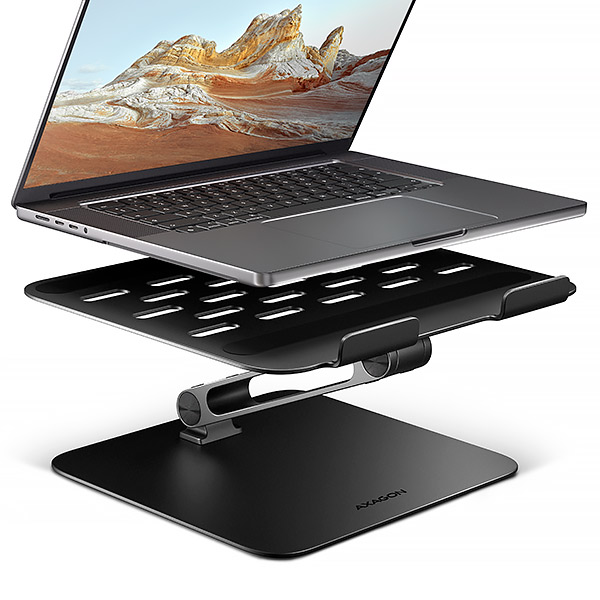 AXAGON STND-LQB, hliníkový HQ stojan pro notebooky 10"-17.3", černý