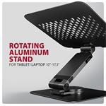 AXAGON STND-LRB, hliníkový stojan pro notebooky 10"-17.3" s nastavitelnou výškou, úhlem a 360° rotací, černý