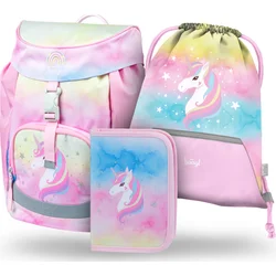BAAGL SET 3 Airy Rainbow Unicorn: aktovka, penál, sáček
