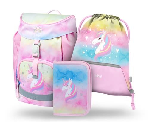 BAAGL SET 3 Airy Rainbow Unicorn: aktovka, peračník, taška