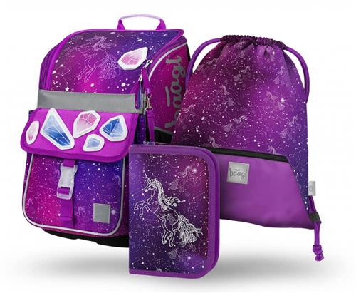 BAAGL SET 3 Zippy Unicorn Universe - Kreativ: aktovka, peračník, taška