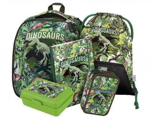 BAAGL SET 5 Shelly Dinosaur: aktovka, puzdro na ceruzky, taška, zakladače, krabica