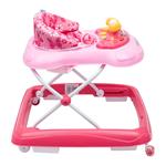 Baby Mix Dětské chodítko s volantem a silikonovými kolečky růžové