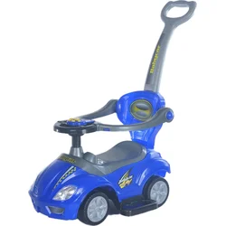 Baby Mix Dětské odrážedlo s vodící tyčí 3v1 Mega Car modré