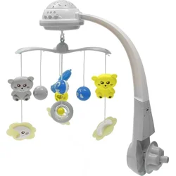 Baby Mix Kolotoč nad postýlku se světelným projektorem šedý