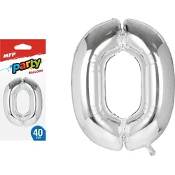 Balónek č. 0 nafukovací fóliový 40 cm - stříbrný