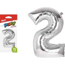 Balónek č. 2 nafukovací fóliový 75 cm - stříbrný