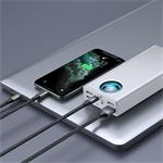 Baseus Amblight powerbanka s digitálním displejem QC 30000mAh Overseas Edition + kabel Type-C/Type-C 65W 1m, bílá