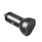 Baseus Digital Display duálny adaptér do auta 2* USB-A a opletený kábel 3v1 4,8A, čierny