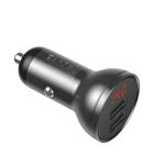 Baseus duálny USB adaptér do auta s displejom 4,8A 24W, sivý