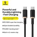Baseus Dura USB-C/USB-C rýchlonabíjací kábel 1m 100W čierny zlatý