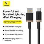 Baseus Dura USB/USB-C rýchlonabíjací kábel 1m 60W čierny zlatý