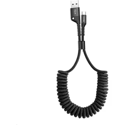 Baseus Fish Eye pružinový nabíjací/dátový kábel USB na USB-C 2A 1 m, čierny