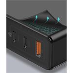 Baseus GaN Mini rychlo nabíjecí adaptér USB + 2x Type-C 120W EU + kabel Xiaobai Type-C/Type-C 100W 1m bílá