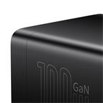 Baseus GaN3 Pro rýchlonabíjací stolný adaptér 2x USB-C + 2x USB-A + AC 100W 1,5 m kábel čierny