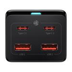 Baseus GaN3 Pro rýchlonabíjací stolný adaptér 2x USB-C + 2x USB-A + AC 100W 1,5 m kábel čierny