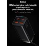 Baseus GaN3 Pro stolní rychlonabíjecí adaptér 2x USB-A, 2x USB-C 100W černá