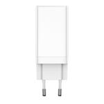 Baseus GaN3 rychlo nabíjecí adaptér 2x USB-C + USB 65W + kabel USB-C do USB-C 1m, bílá
