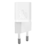 Baseus GaN5 30W sieťová nabíjačka s káblom USB-C/USB-C 100W 1m, 1xUSB-C biela