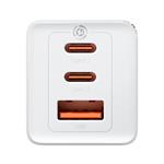 Baseus GaN5 Pro rýchlonabíjací adaptér 2x USB-C + USB-A 65W biely