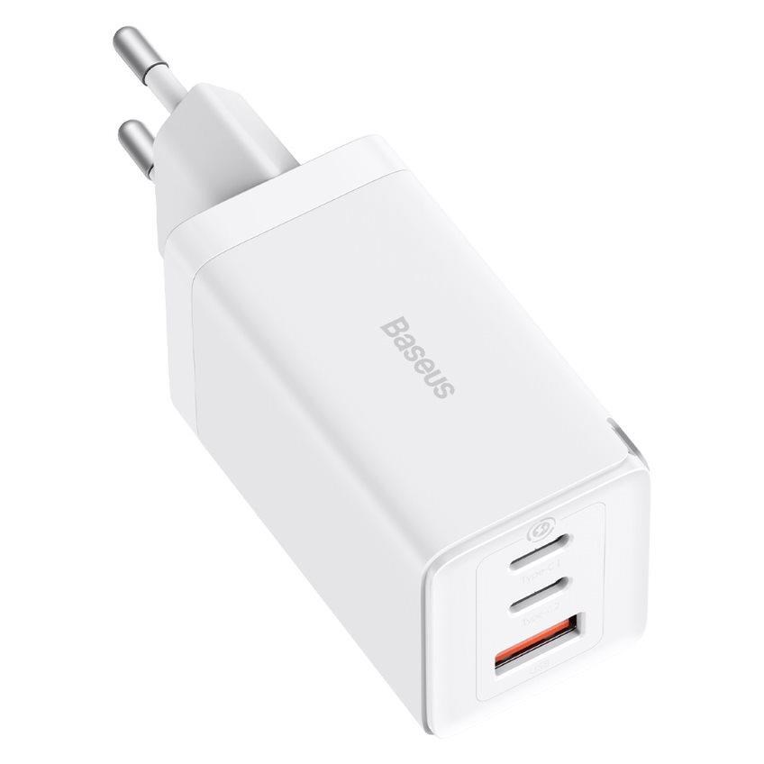 Baseus GaN5 Pro rychlonabíjecí adaptér 2x USB-C + USB-A 65W bílá