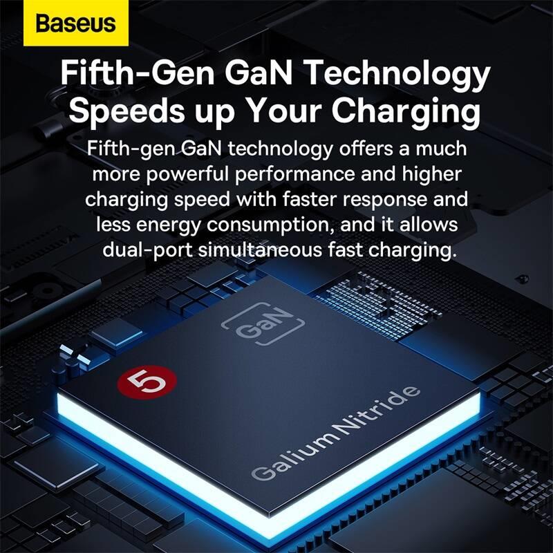 Baseus GaN5 Pro Ultra Slim USB-C/USB-A 65 W nabíjačka sivá