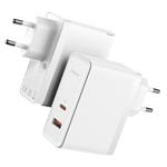 Baseus GaN5 Pro USB-C USB-A 100W rýchlonabíjací adaptér biely