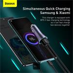 Baseus Golden Contactor Pro nabíjačka do auta s káblom USB-C 1m 40W 2x USB sivá