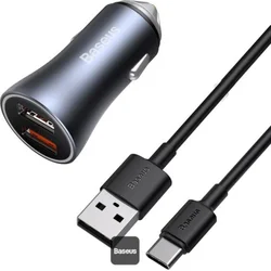 Baseus Golden Contactor Pro nabíjačka do auta s káblom USB-C 1m 40W 2x USB sivá