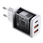 Baseus kompaktní rychlonabíjecí adaptér 2x USB-A, 1x USB-C 30W bílá