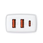 Baseus kompaktní rychlonabíjecí adaptér 2x USB-A, 1x USB-C 30W bílá