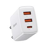Baseus kompaktný rýchlonabíjací adaptér 2x USB-A, 1x USB-C 30W biely