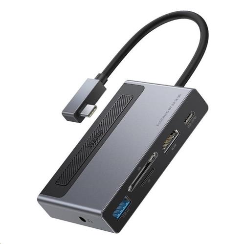 Baseus Magic multifunkční 6-portový USB-C HUB 100W PD se zatahovacím klipem šedá