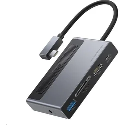 Baseus Magic multifunkční 6-portový USB-C HUB 100W PD se zatahovacím klipem šedá