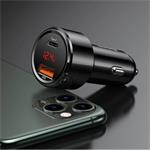 Baseus Magic USB-C PD, USB-A 45W nabíjačka do auta s displejom čierna