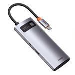 Baseus Metal Gleam Series 5in1 HUB USB-C (USB-C PD 100W, 3* USB 3.0, HDMI) sivá