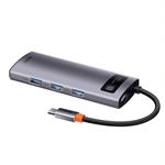 Baseus Metal Gleam Series 5in1 HUB USB-C (USB-C PD 100W, 3 USB 3.0, HDMI) sivá