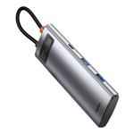 Baseus Metal Gleam Series 7in1 HUB USB-C (USB-C PD 100W, USB-C, 2* USB 3.0, HDMI, SD TF port) sivá