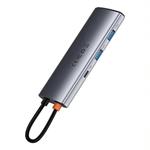 Baseus Metal Gleam Series 7v1 HUB USB-C (USB-C PD 100W, USB-C, 2* USB 3.0, HDMI, SD TF port) šedá