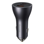 Baseus Rýchlonabíjací adaptér do auta 2USB-C + USB-A 65W Tmavo šedá