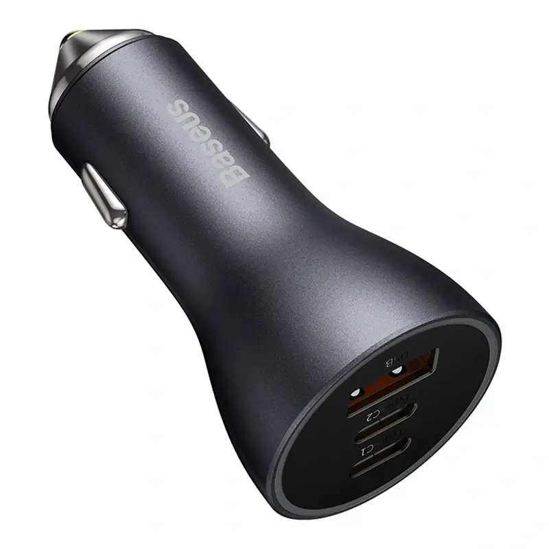 Baseus rychlonabíjecí adaptér do automobilu 2*USB-C + USB-A 65W tmavě šedá