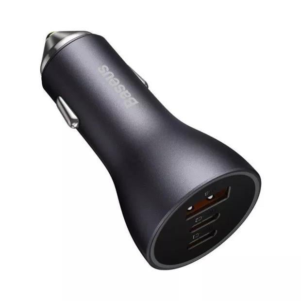 Baseus rychlonabíjecí adaptér do automobilu 2*USB-C + USB-A 65W tmavě šedá